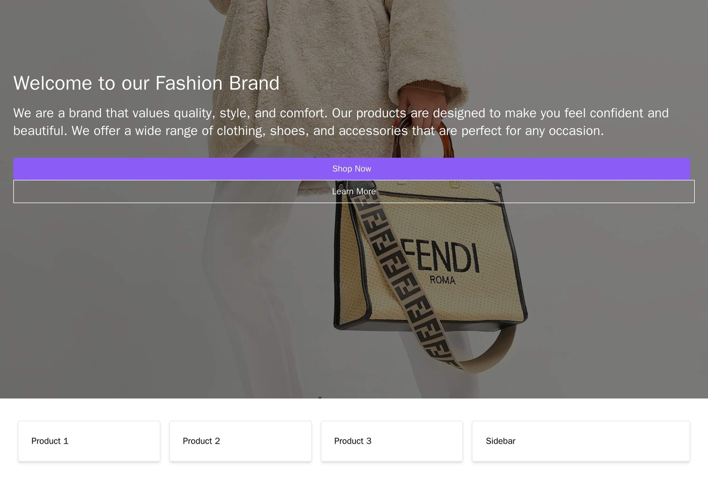 E-commerce Site for a Fashion Brand: A full-width header image with overlapping text andCall-to-Action (CTA) buttons, th Web Template 1847
