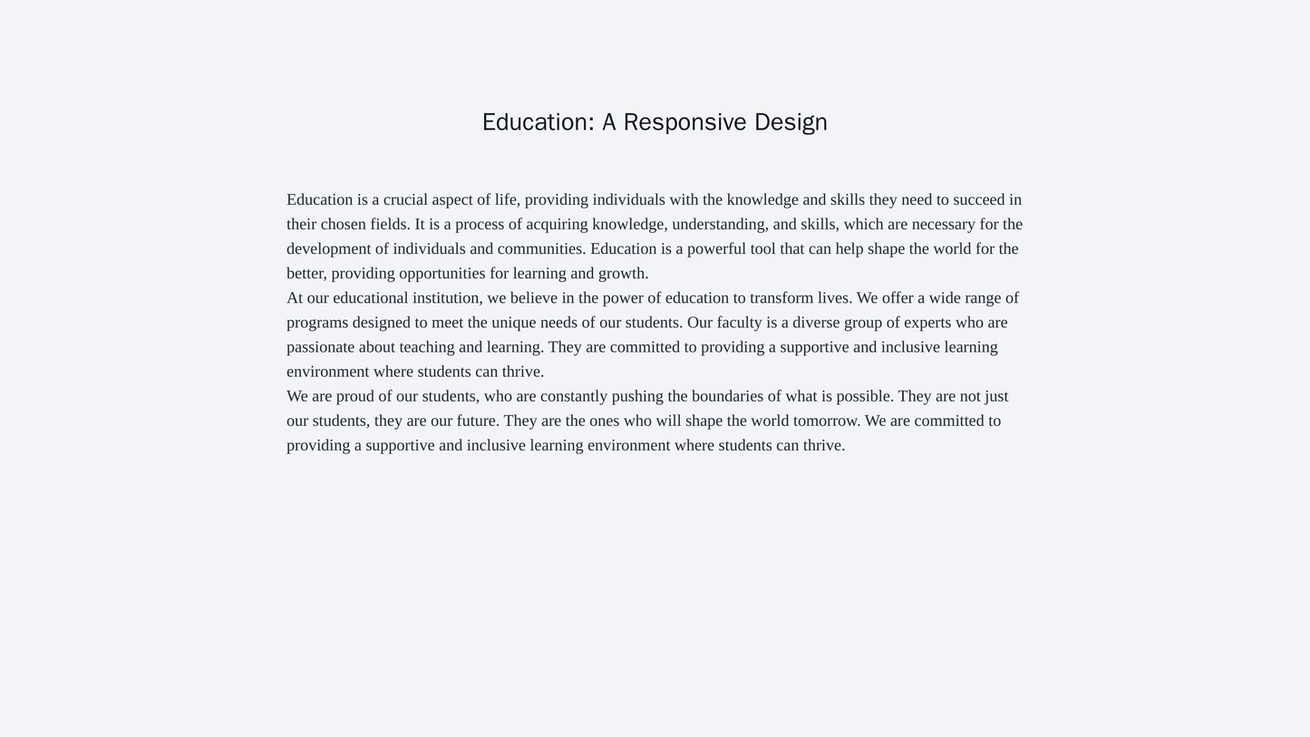 Education: A responsive design with a banner image of students in a classroom, a centered logo, and a horizontal navigat Web Template 1227