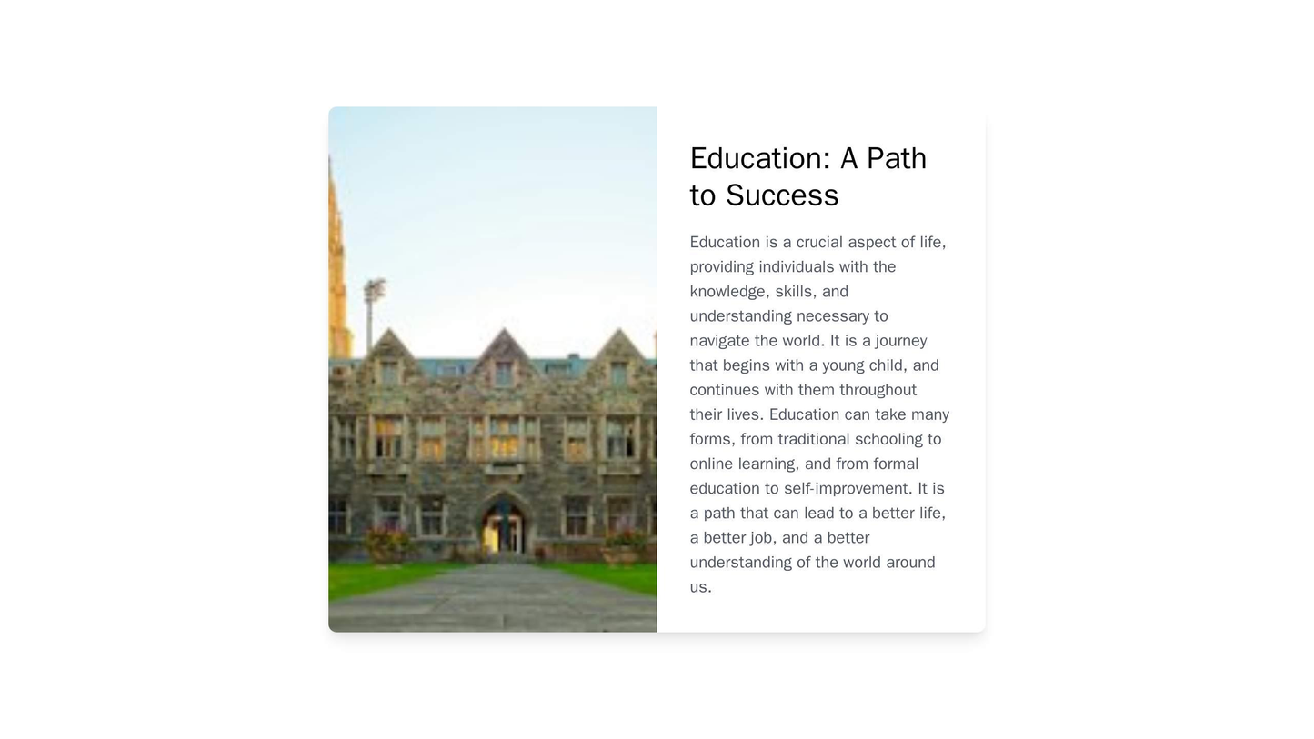 Education: Two-column layout with an image of a campus on the left and a content area on the right that scrolls independ Web Template 997