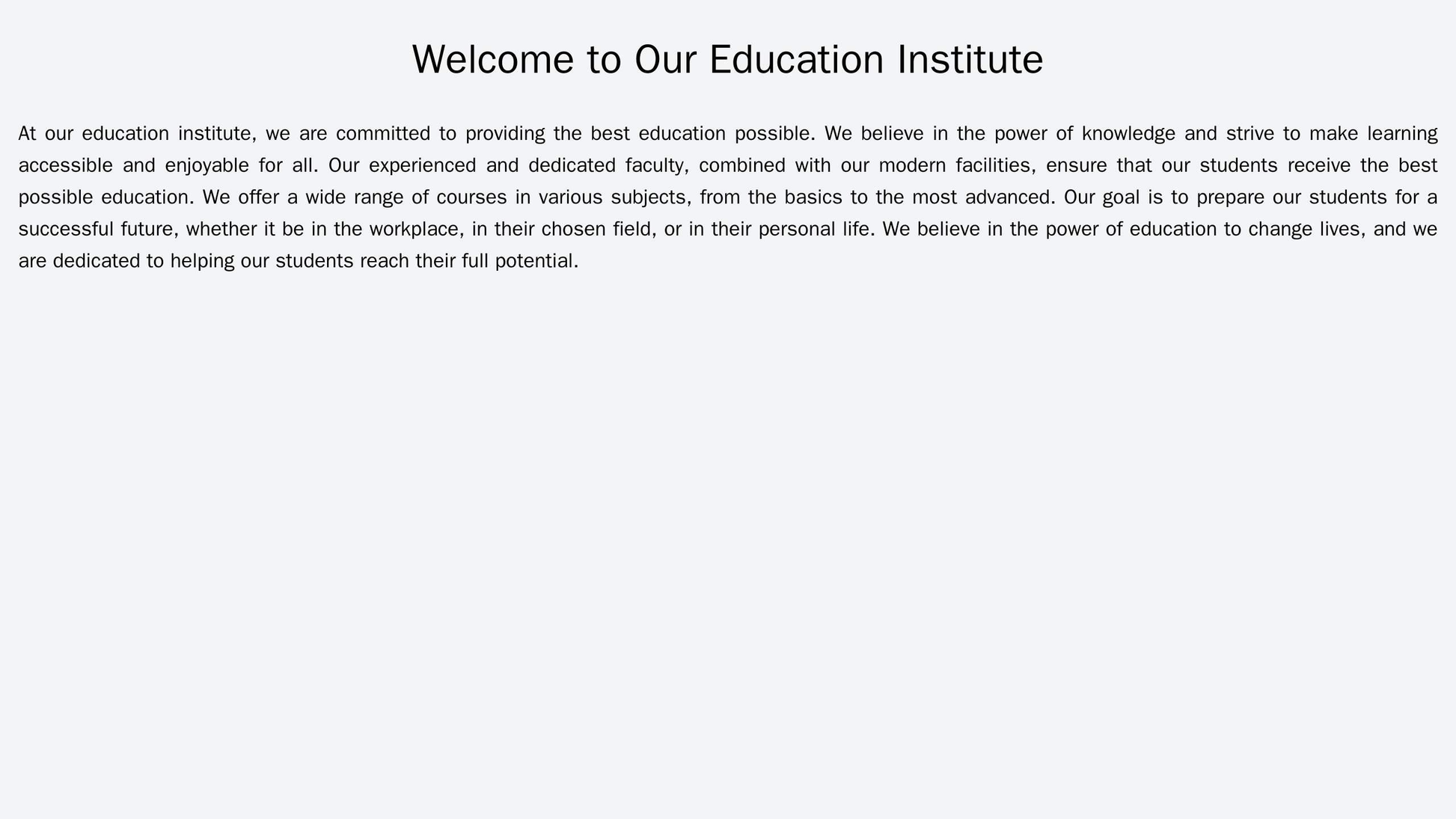 Education Institute: A design featuring a horizontal, scrolling carousel of student testimonials, a prominent search fun Web Template 1459