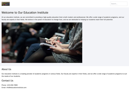 Education Institute: A modern, professional design featuring a prominent search bar and a large, centered logo. The navi Web Template 1522