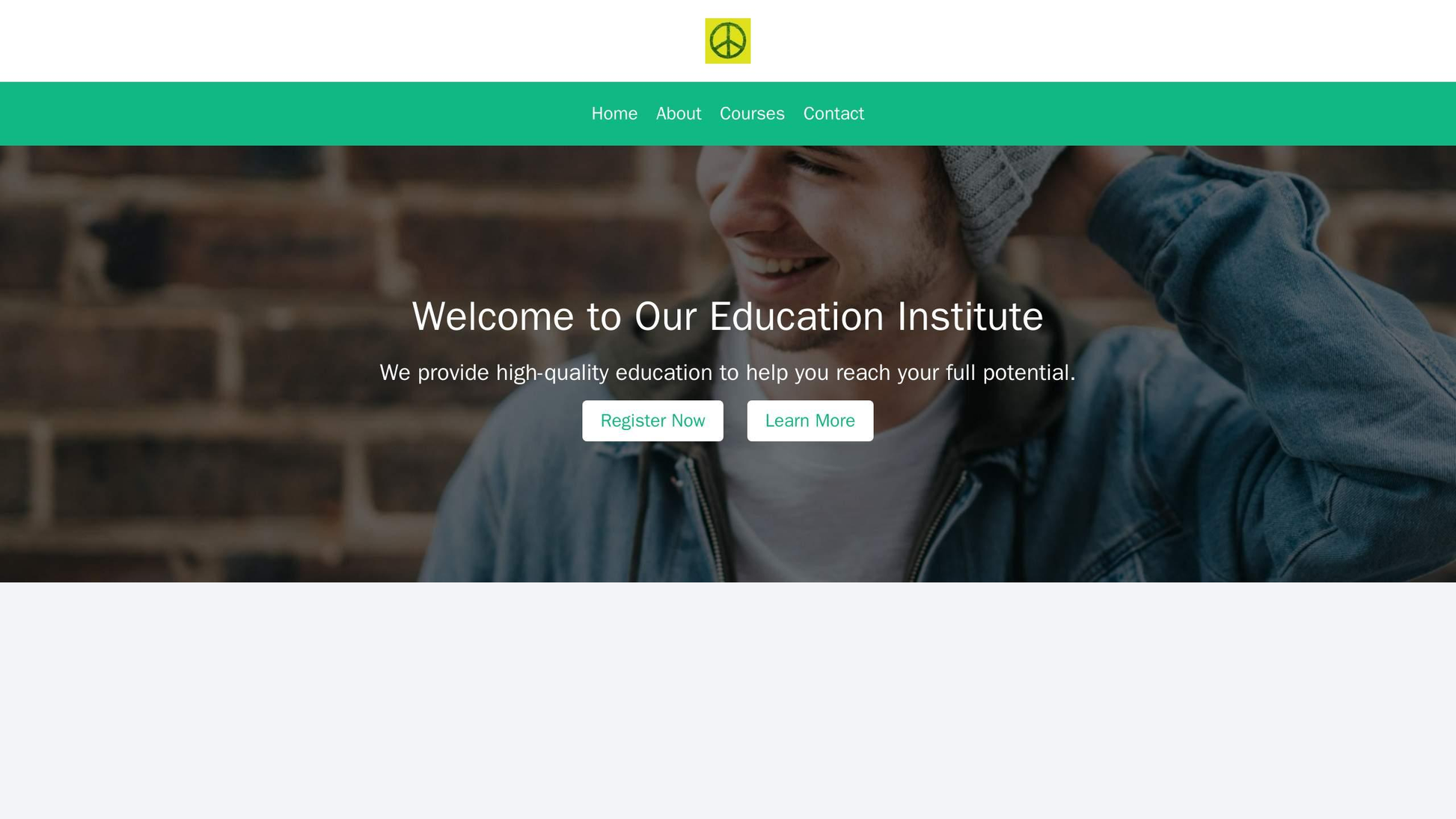 Education Institute: A bright design with a clear, readable typography, a centered logo, and a horizontal navigation men Web Template 1823