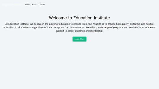 Education Institute: A bright and engaging design that features a large call-to-action button in the center of the page, Web Template 1954