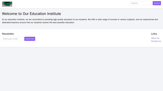 Education Institute: A clean design with a horizontal menu bar at the top, a left-aligned logo, and a right-aligned sear Web Template 492