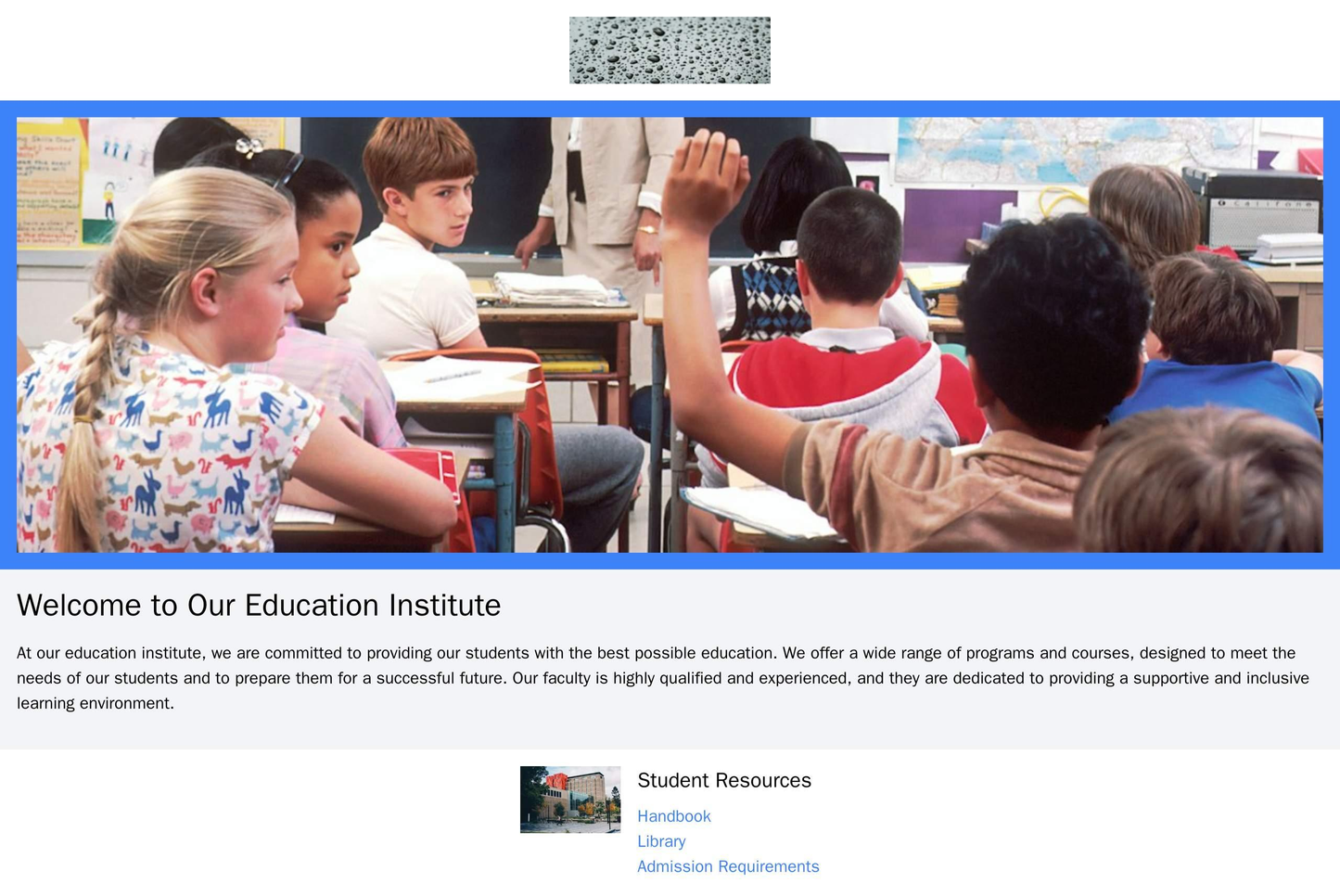 Education Institute: A modern and professional design with a centered logo, a large banner showcasing programs and cours Web Template 524