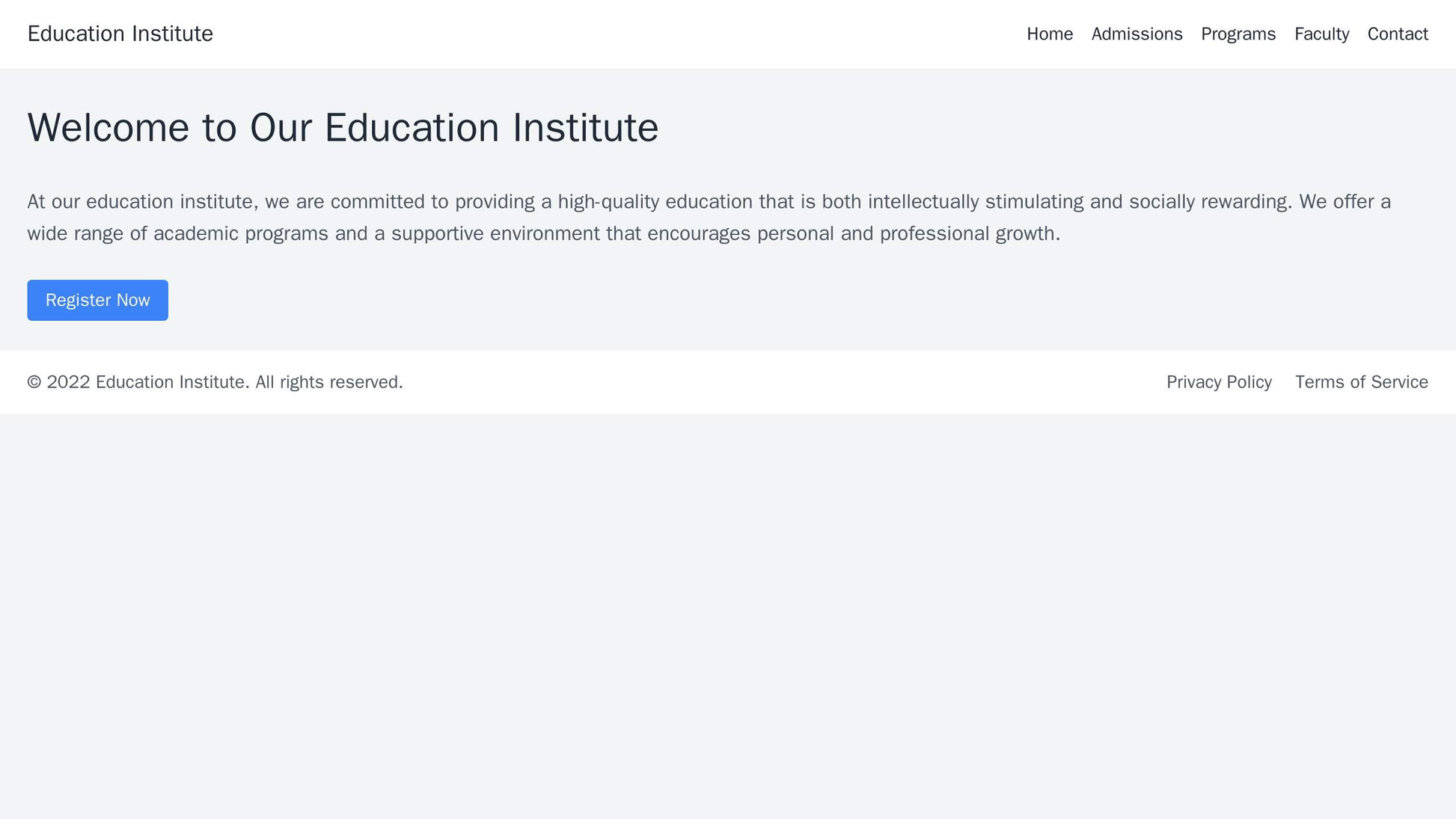 Education Institute Website: A modern and dynamic design with ample use of white space. A horizontal navigation menu at  Web Template 1889