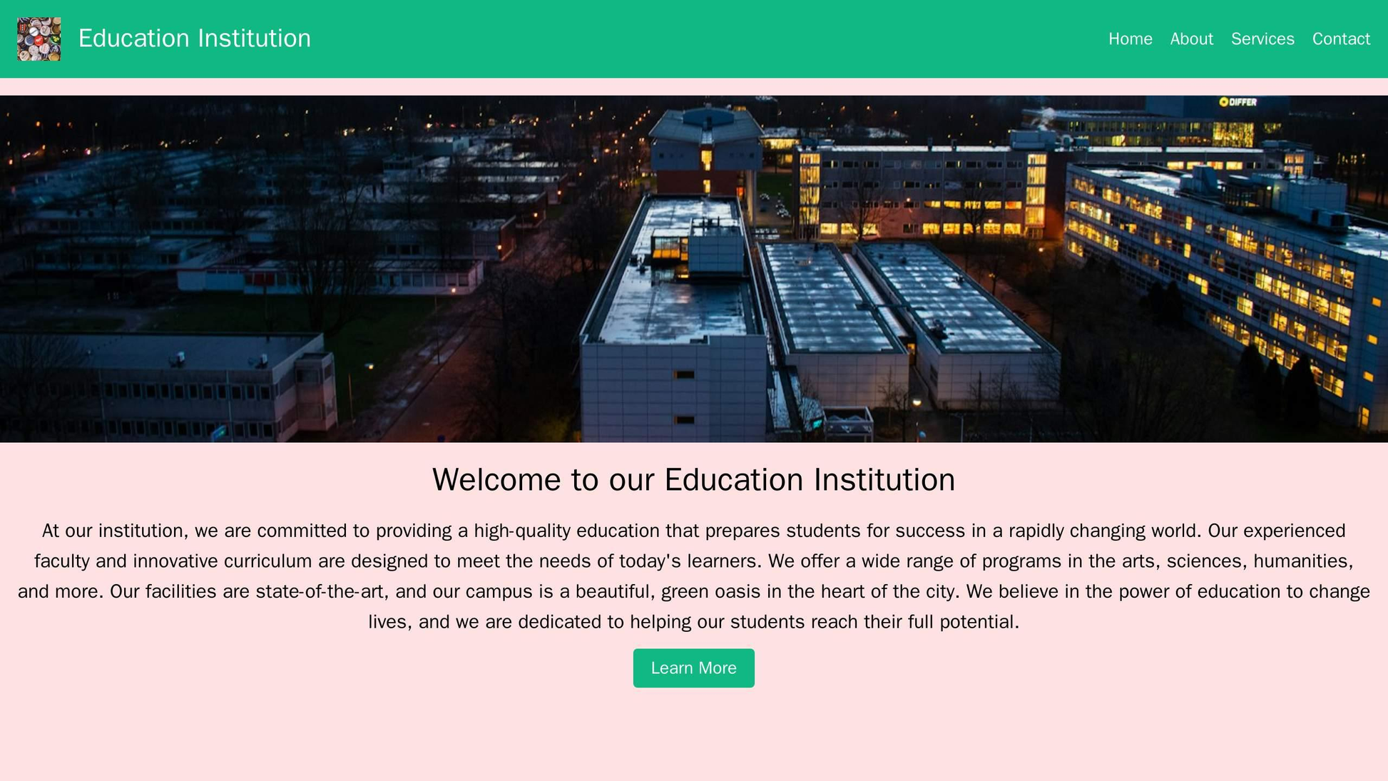 Education Institution: A clean and informative design with a full-width image of a campus landscape, and the navigation  Web Template 1017