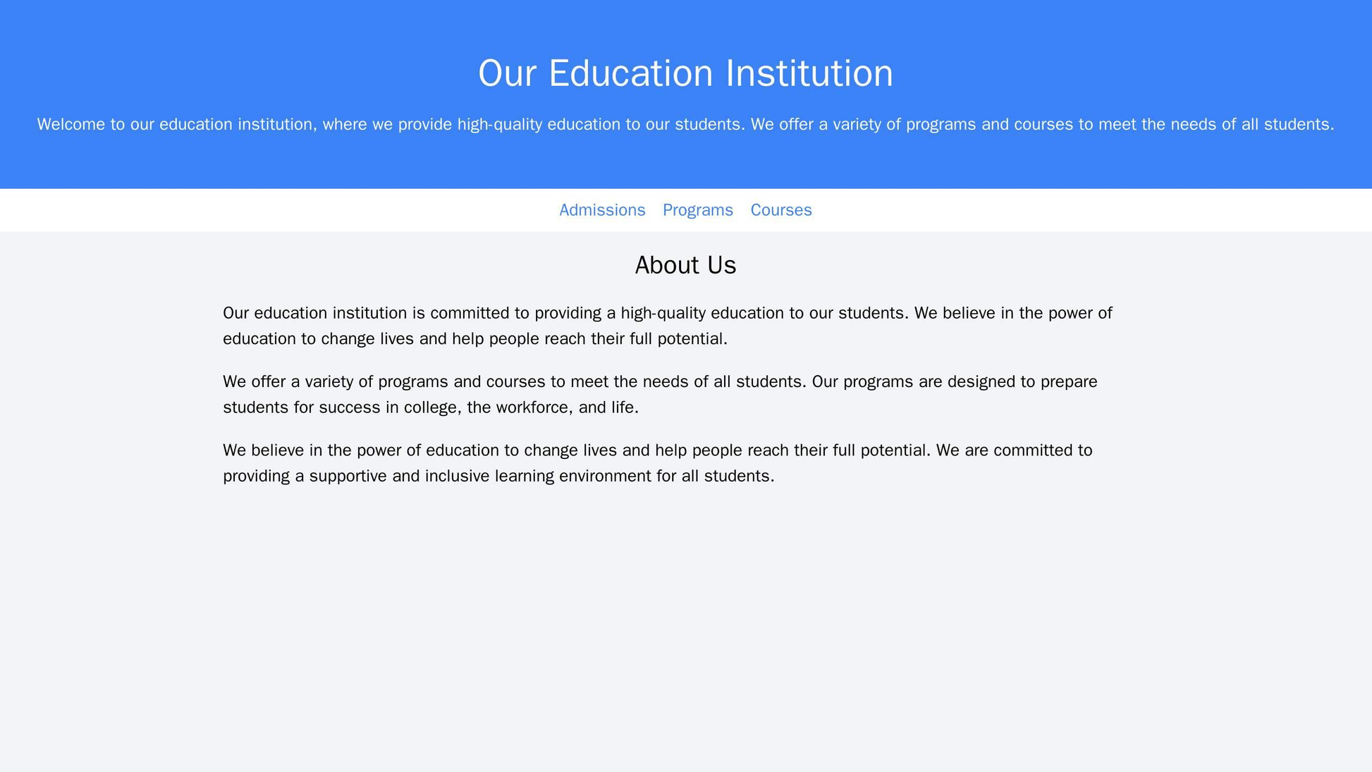 Education Institution: An informative and visually appealing design, consisting of a top banner with a student testimoni Web Template 1390