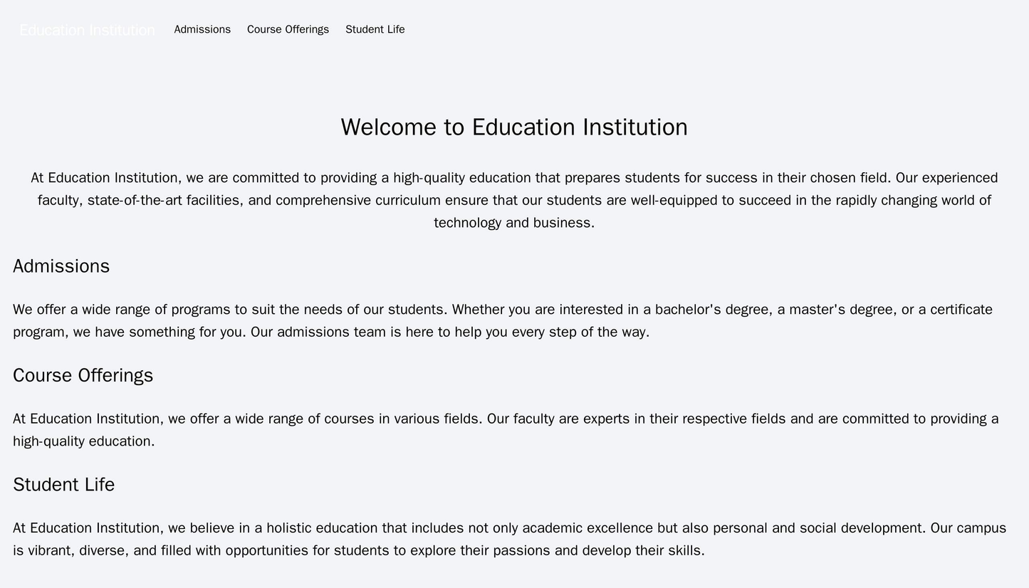 Education Institution: A site with a simple and clean layout, featuring a centered logo and a top navigation bar. The ma Web Template 1416