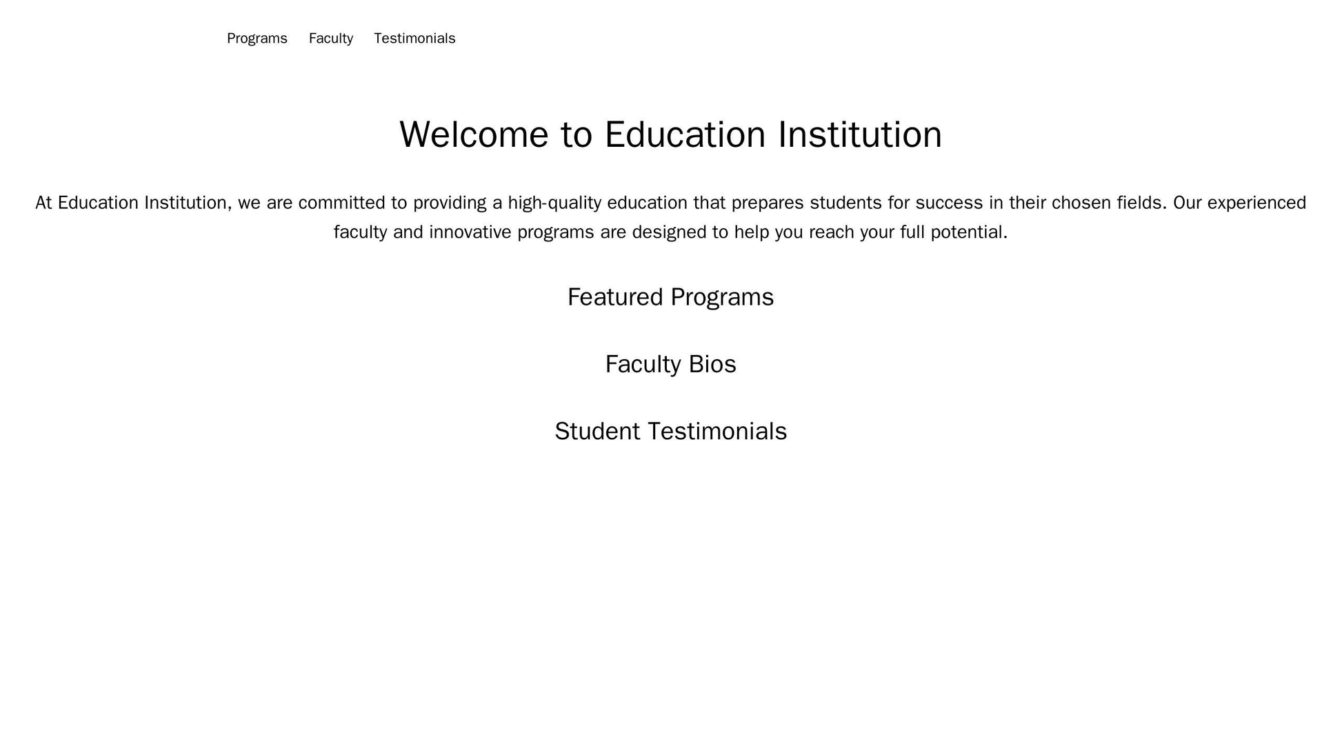 Education Institution: A clean, informative design featuring a large, centered logo and tagline, a clear navigation menu Web Template 1651