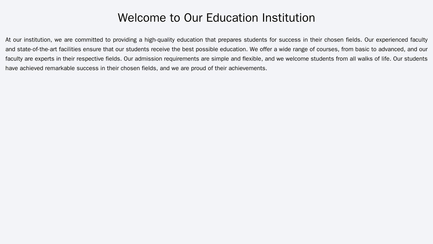 Education Institution: A clean, professional design with a header image of a campus or classroom. The logo is centered a Web Template 445