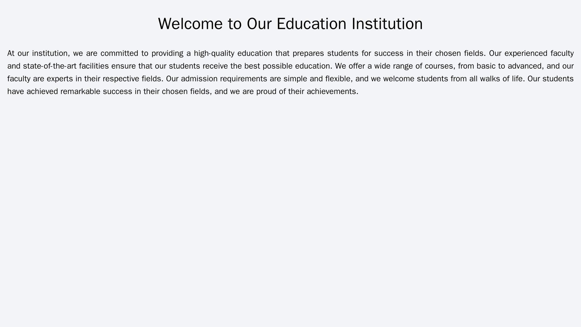 Education Institution: A clean, professional design with a header image of a campus or classroom. The logo is centered a Web Template 445