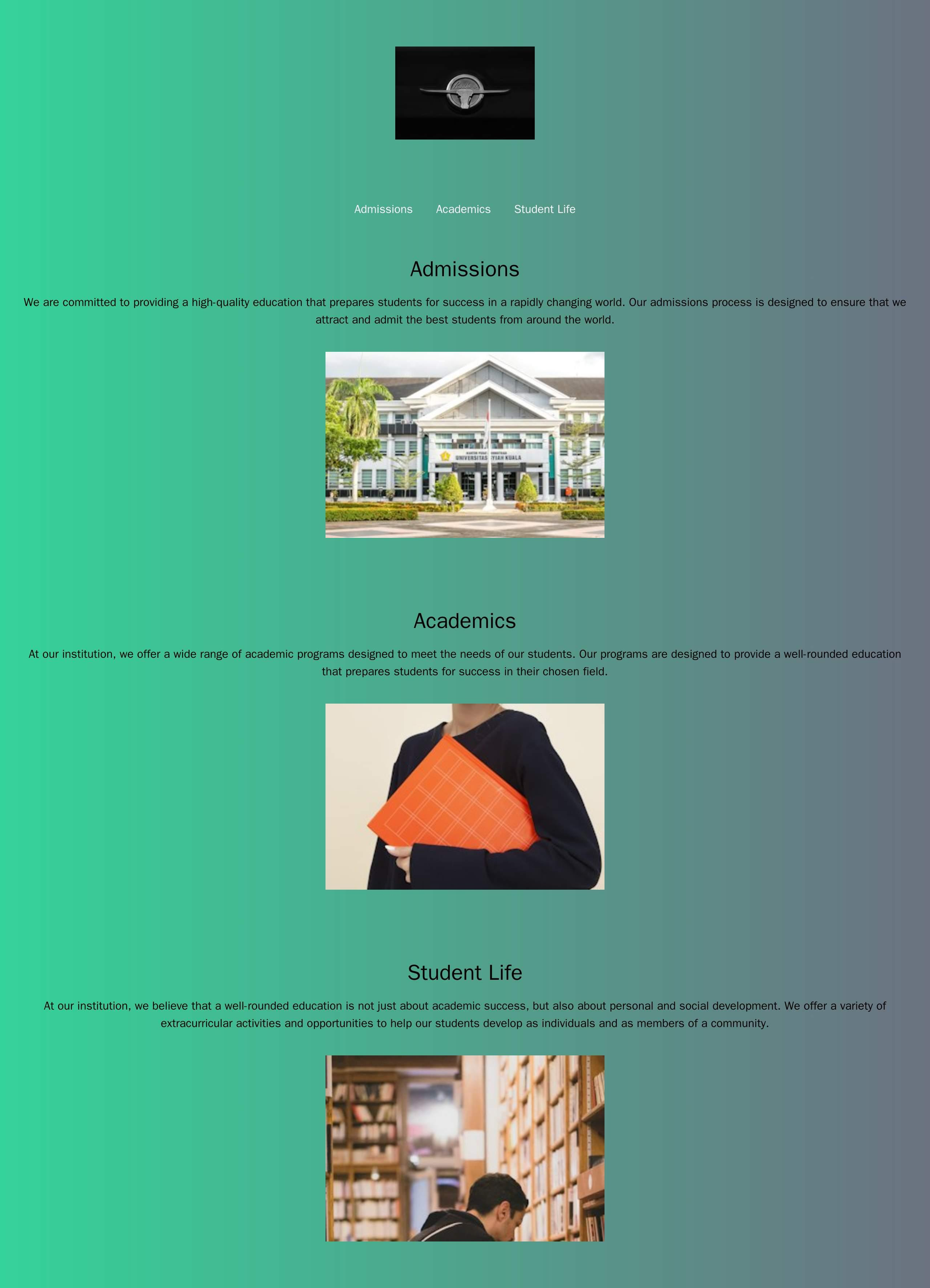 Education Institution: A professional, organized design with a centered logo, large images representing different progra Web Template 895