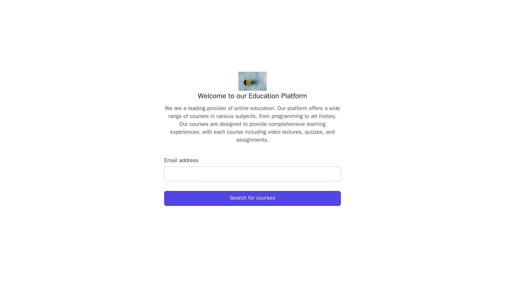 Education Platform: A functional layout with a clean, white background, a centered logo, and a straightforward design th Web Template 290