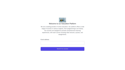 Education Platform: A functional layout with a clean, white background, a centered logo, and a straightforward design th Web Template 290