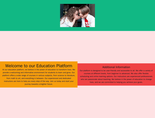 Education Platform: A welcoming and informative design with a header image of students in a classroom, a centered logo,  Web Template 82