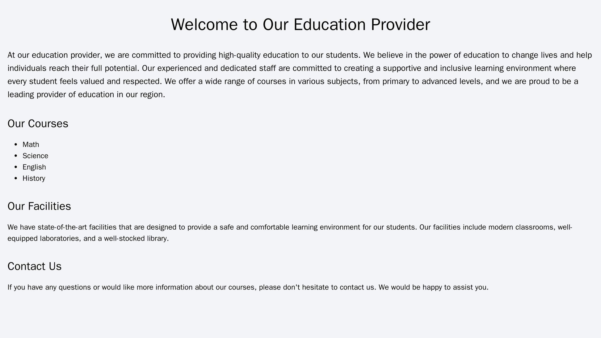 Education Provider: A clean and organized design with a prominent logo in the top center, a left-side navigation menu, a Web Template 319