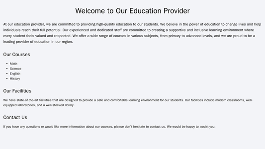 Education Provider: A clean and organized design with a prominent logo in the top center, a left-side navigation menu, a Web Template 319