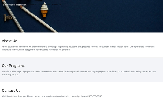 Educational Institution: A visually appealing design with a full-width banner image and a navigation bar at the top. The Web Template 1216