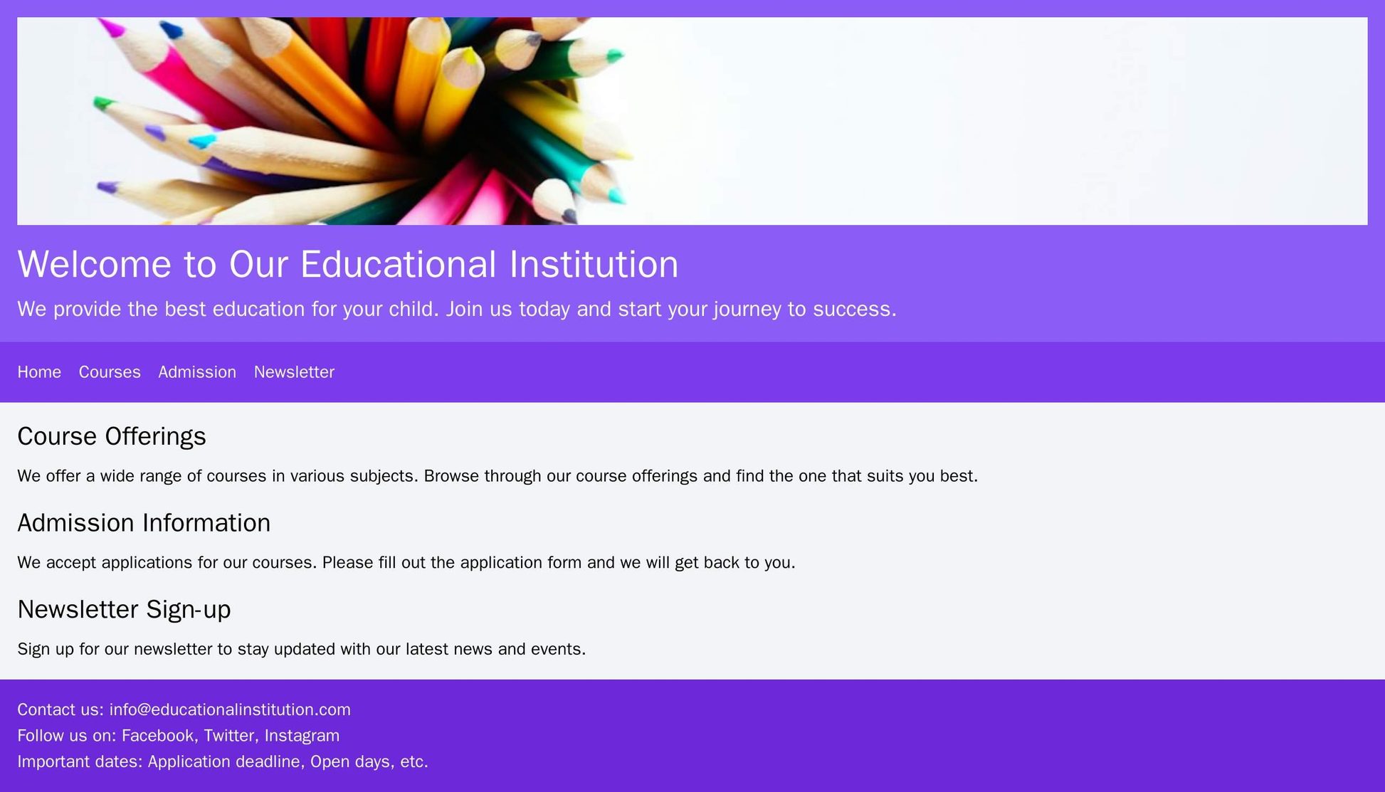 Educational Institution: A professional design with a header image and tagline, a navigation bar at the top, a main cont Web Template 224