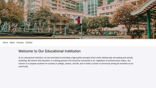 Educational Institution: A clean and informative design with a large header image of the campus, a top-centered logo, an Web Template 530