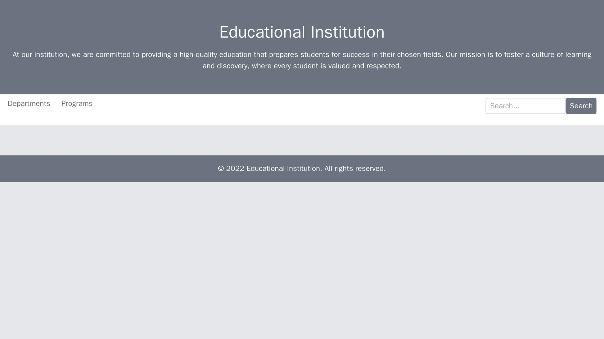 Educational Institution: A design featuring a prominent, centered banner with the institution's logo and mission stateme Web Template 544