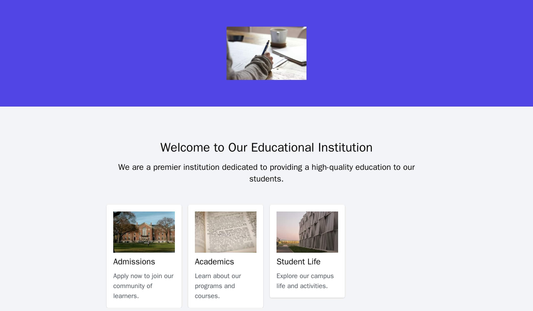 Educational Institution Site: A simple, modern design with a large, centered logo, and a clean, grid-based layout for se Web Template 1611