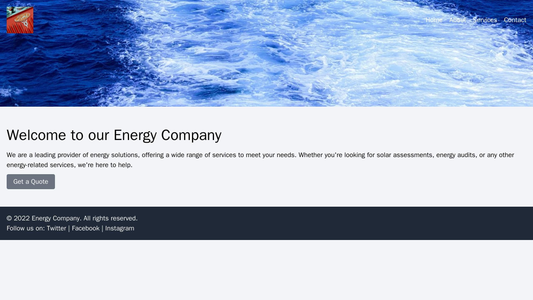 Energy Company: A sleek, modern design with a full-width header image, a logo on the left, a clear call-to-action for so Web Template 300