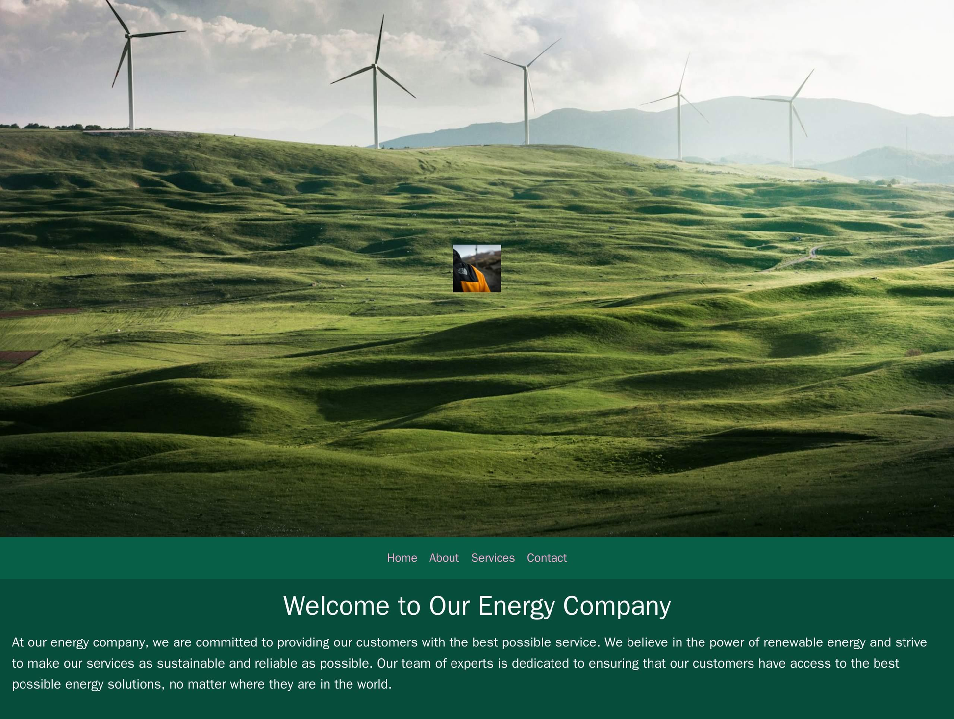 Energy Company: A modern and sleek design with a full-screen hero image of renewable energy sources, a centered logo, an Web Template 907