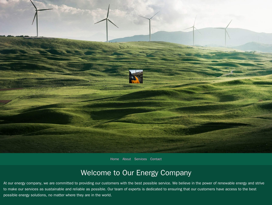 Energy Company: A modern and sleek design with a full-screen hero image of renewable energy sources, a centered logo, an Web Template 907