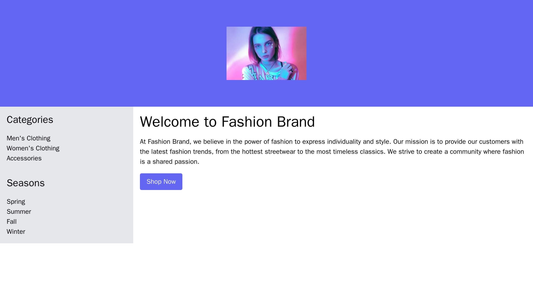 Fashion Brand: A vibrant and visually appealing layout with a large, centered logo at the top. The color scheme mirrors  Web Template 1019