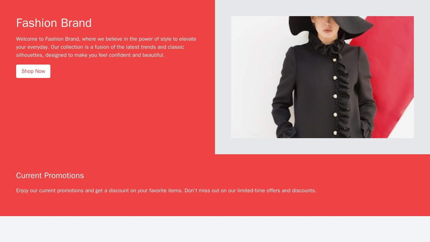 Fashion Brand: A site with a two-column layout, featuring a large image of the latest collection on the left and a call- Web Template 1413