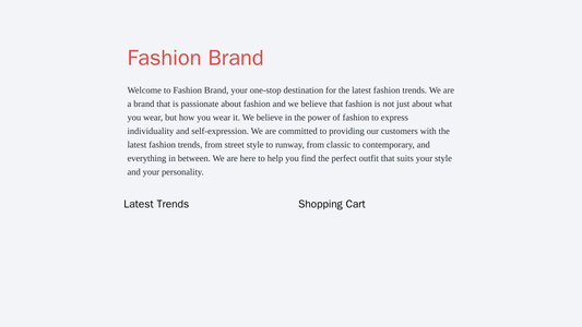 Fashion Brand: A two-column layout with the latest trends on the left and a shopping cart on the right. A vibrant color  Web Template 572