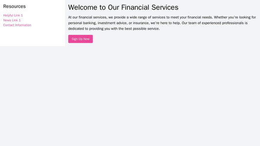 Financial Services: A sleek and modern design with a subdued color palette, a prominent call-to-action for signing up fo Web Template 1168