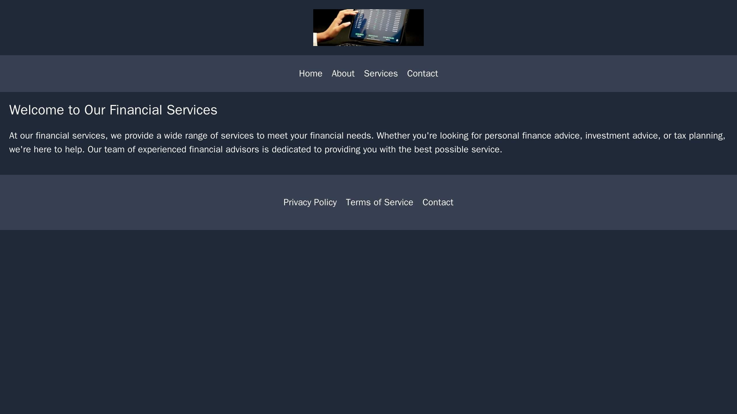 Financial Services: A professional design with a bold, monochromatic color scheme, a centered logo, and a top navigation Web Template 1309