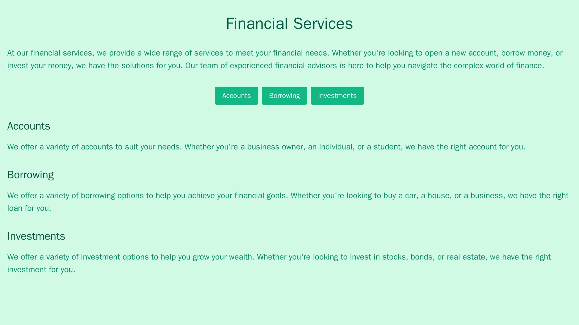 Financial Services: A professional design with a prominent search bar at the top and a horizontal menu with links to sec Web Template 1545