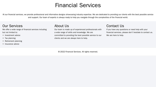 Financial Services: A professional and informative design showcases industry expertise with a blog feature on the homepa Web Template 1766