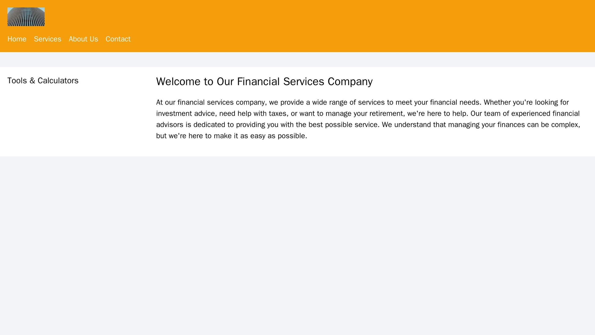 Financial Services Company: A formal and professional design with a header featuring the logo and a main navigation bar, Web Template 1093