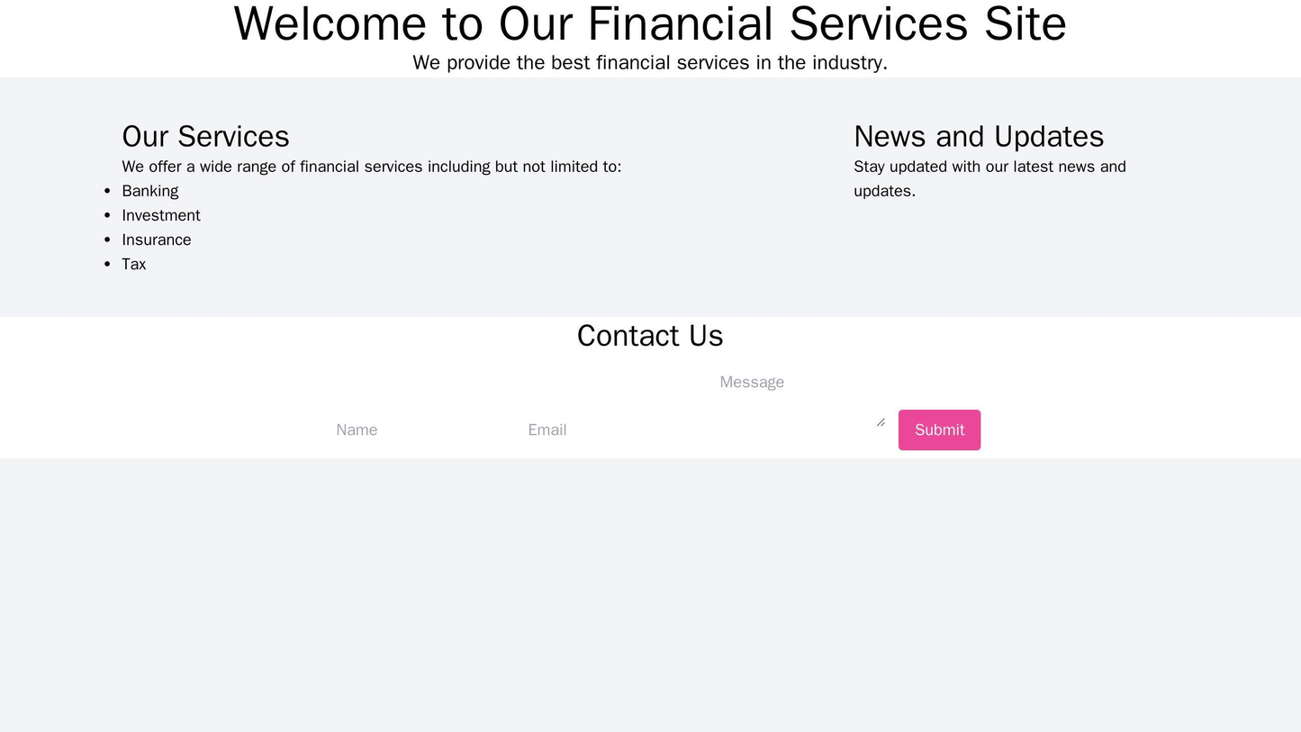 Financial Services Site: A multi-page site with a minimalistic header, a centralized search bar, and a sidebar displayin Web Template 128