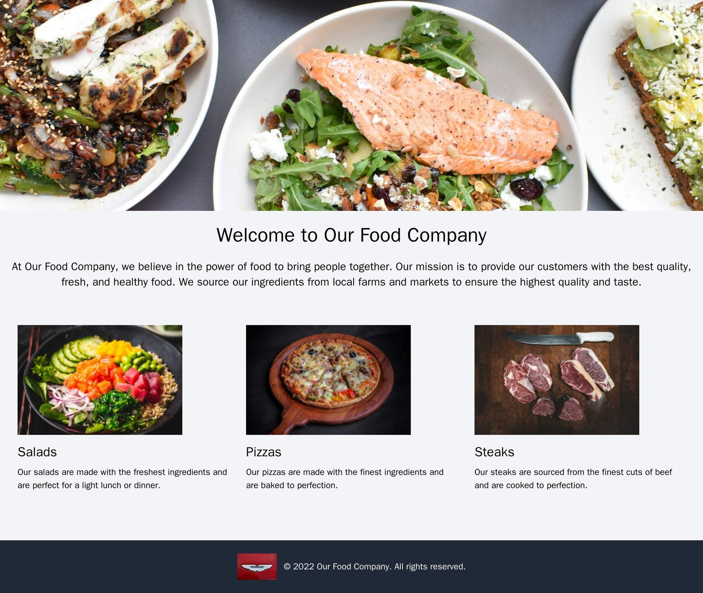 Food Company: A mouth-watering design with a large food image as the header, a three-column layout featuring product cat Web Template 1530