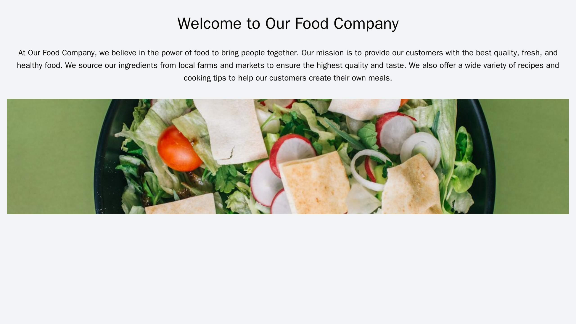 Food Company: A warm, inviting design with a large, appetizing hero image, a menu bar running horizontally across the to Web Template 370