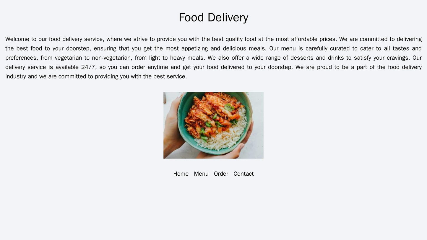 Food Delivery: An appetizing design with a full-width image of a popular dish, a centered logo, and a horizontal navigat Web Template 363