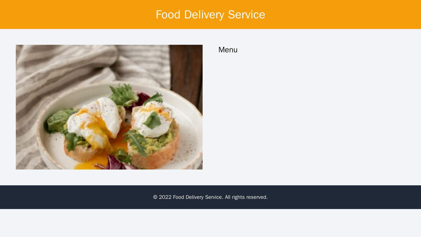 Food Delivery Service: A two-column layout featuring large, appetizing food images and a menu or order form on the right Web Template 1319