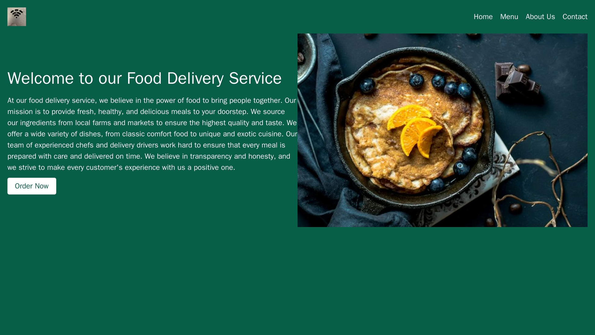 Food Delivery Service: A vibrant layout with dominant use of earth colors, a logo placed at the top left, and a horizont Web Template 132