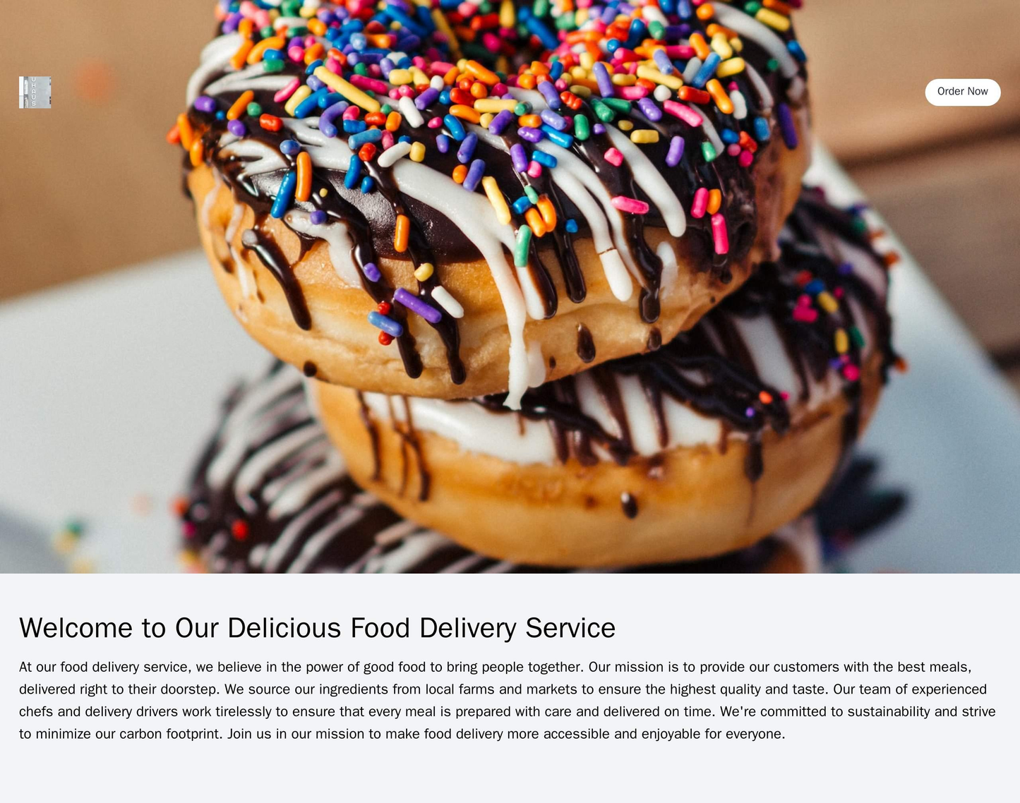 Food Delivery Service: A warm and inviting design with a full-width header image of a delicious meal. The logo is positi Web Template 1367