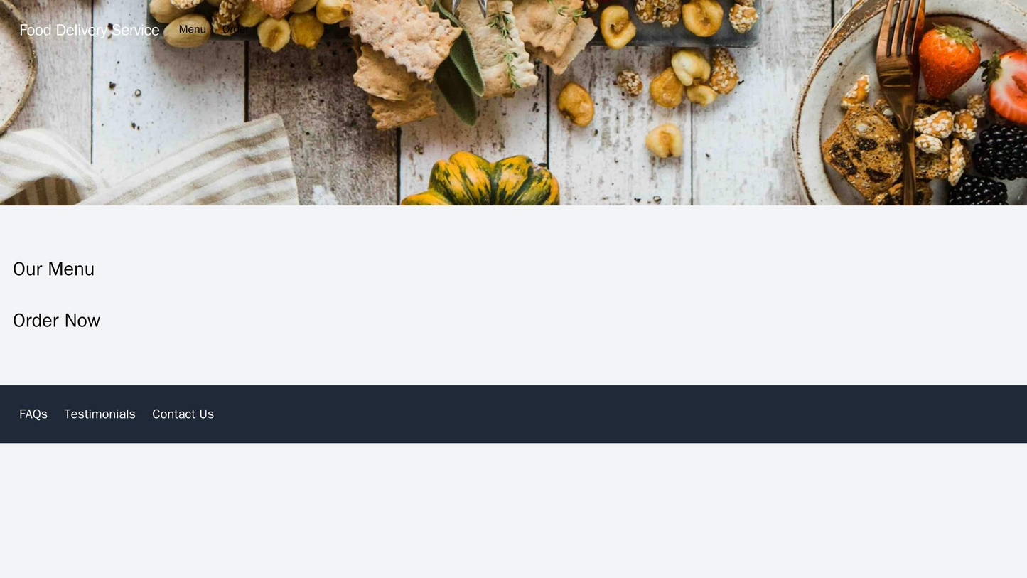 Food Delivery Service: A warm and inviting design with a header image showcasing dishes, a horizontal menu at the top, a Web Template 1512