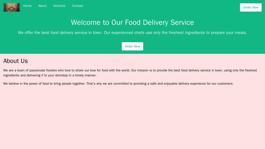 Food Delivery Service: A website layout with a mouth-watering hero image, a horizontal navigation bar at the top, and a  Web Template 1556