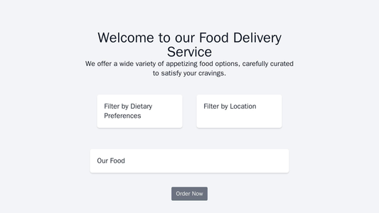 Food Delivery Service: A warm, inviting layout with appetizing food images arranged in a grid and an option to filter ba Web Template 345