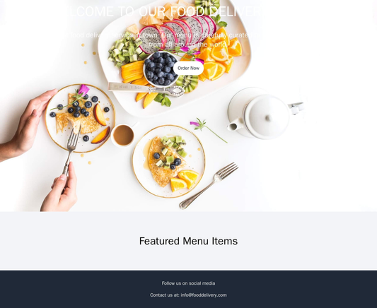 Food Delivery Service: A simple, one-page layout with an appetizing hero image, featured menu items, and a call-to-actio Web Template 427