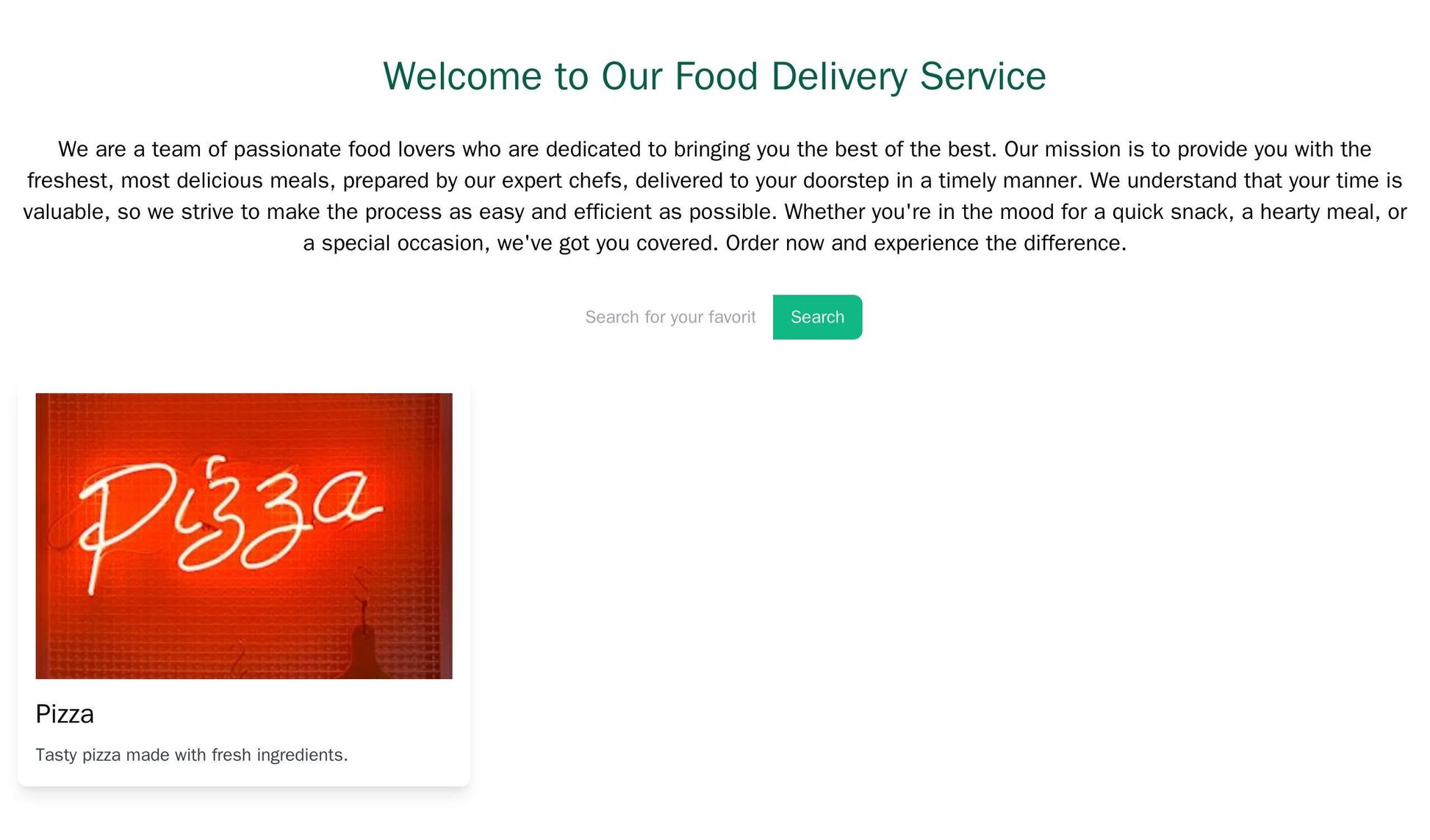 Food Delivery Service: A clean and simple design with a large search bar for easy ordering. The website uses a warm colo Web Template 573